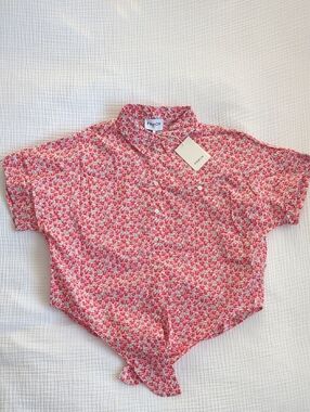 NWT FRNCH Pink Floral Tie Hem Shirt
